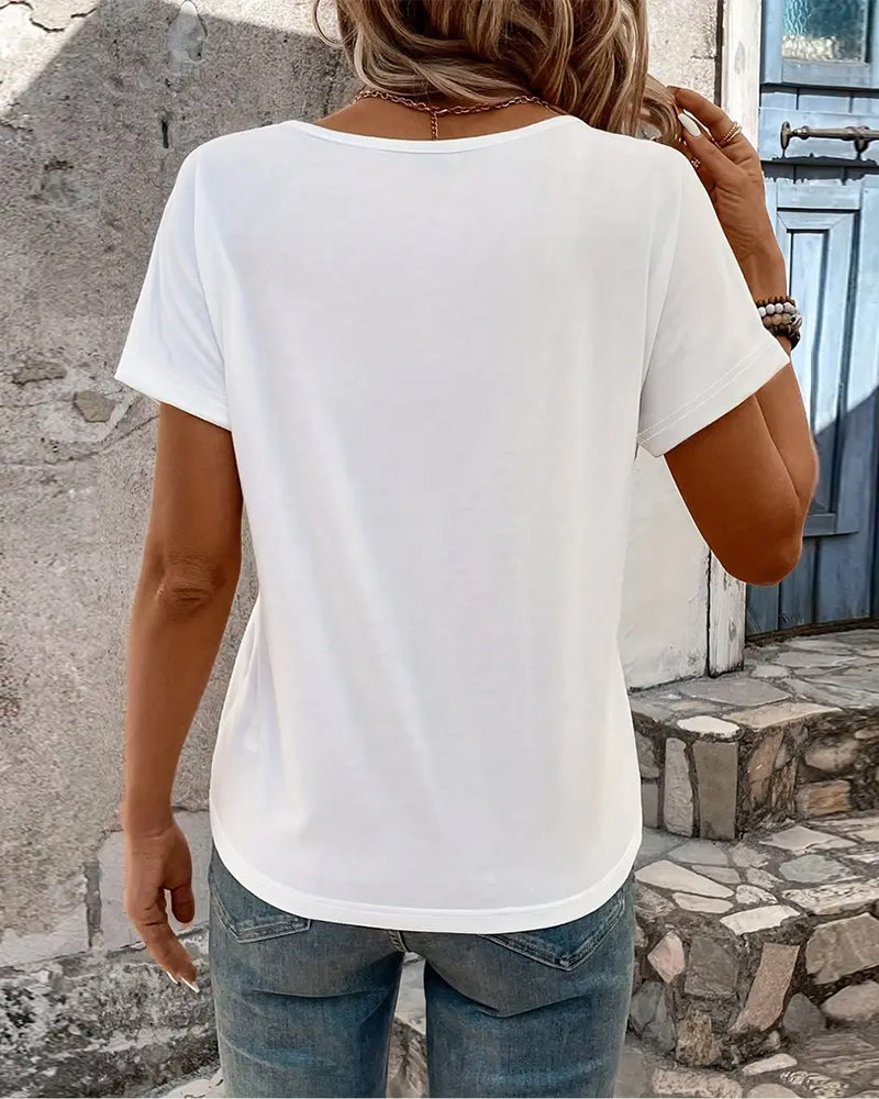 T-Shirt Polyvalent Crossover Col En V Manches Courtes