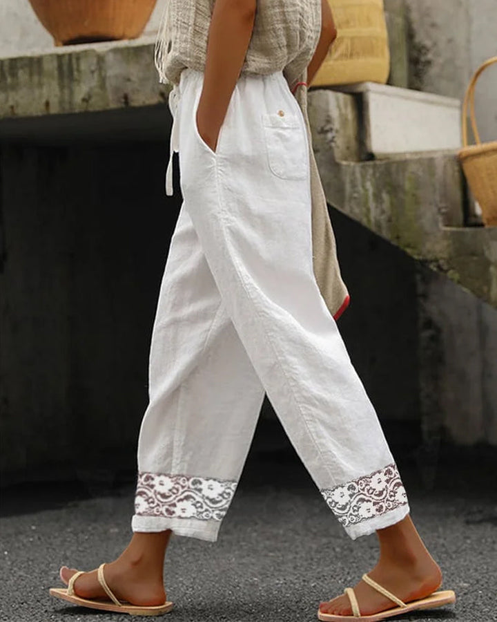 Pantalon Crop Dentelle Cheville