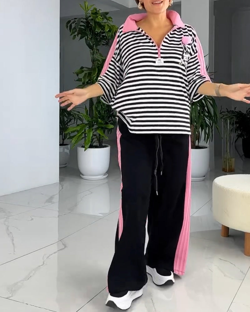 Costume Imprimé Rayé Pantalon Large