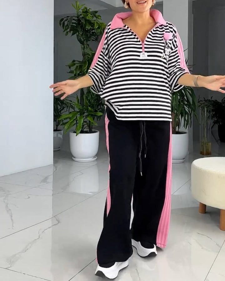 Costume Imprimé Rayé Pantalon Large