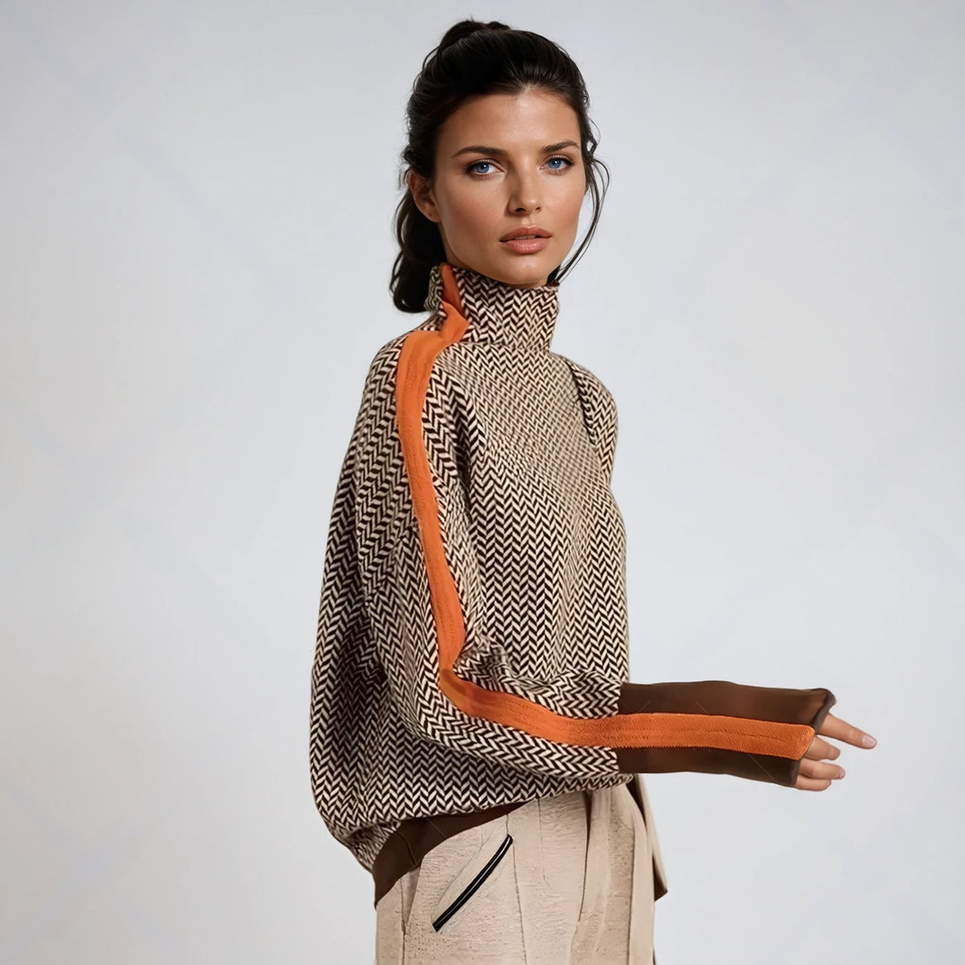Léa | Pull à Rayures Col Roulé