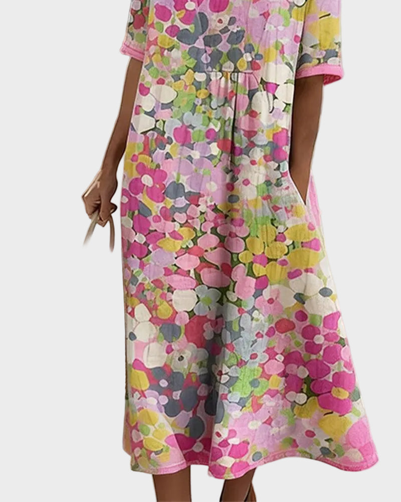 Élise | Robe midi fluide et légère à motif floral