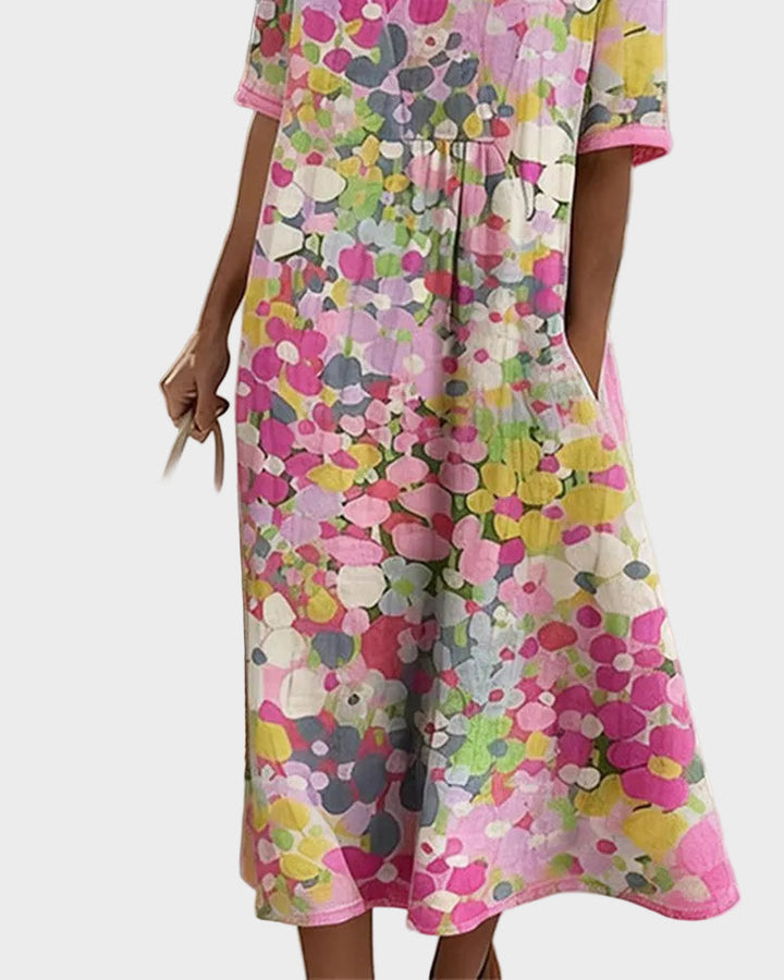 Élise | Robe midi fluide et légère à motif floral
