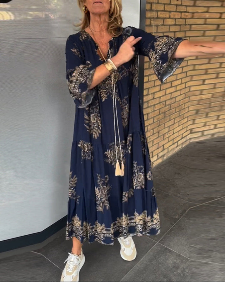 Robe Vintage ample à col en V