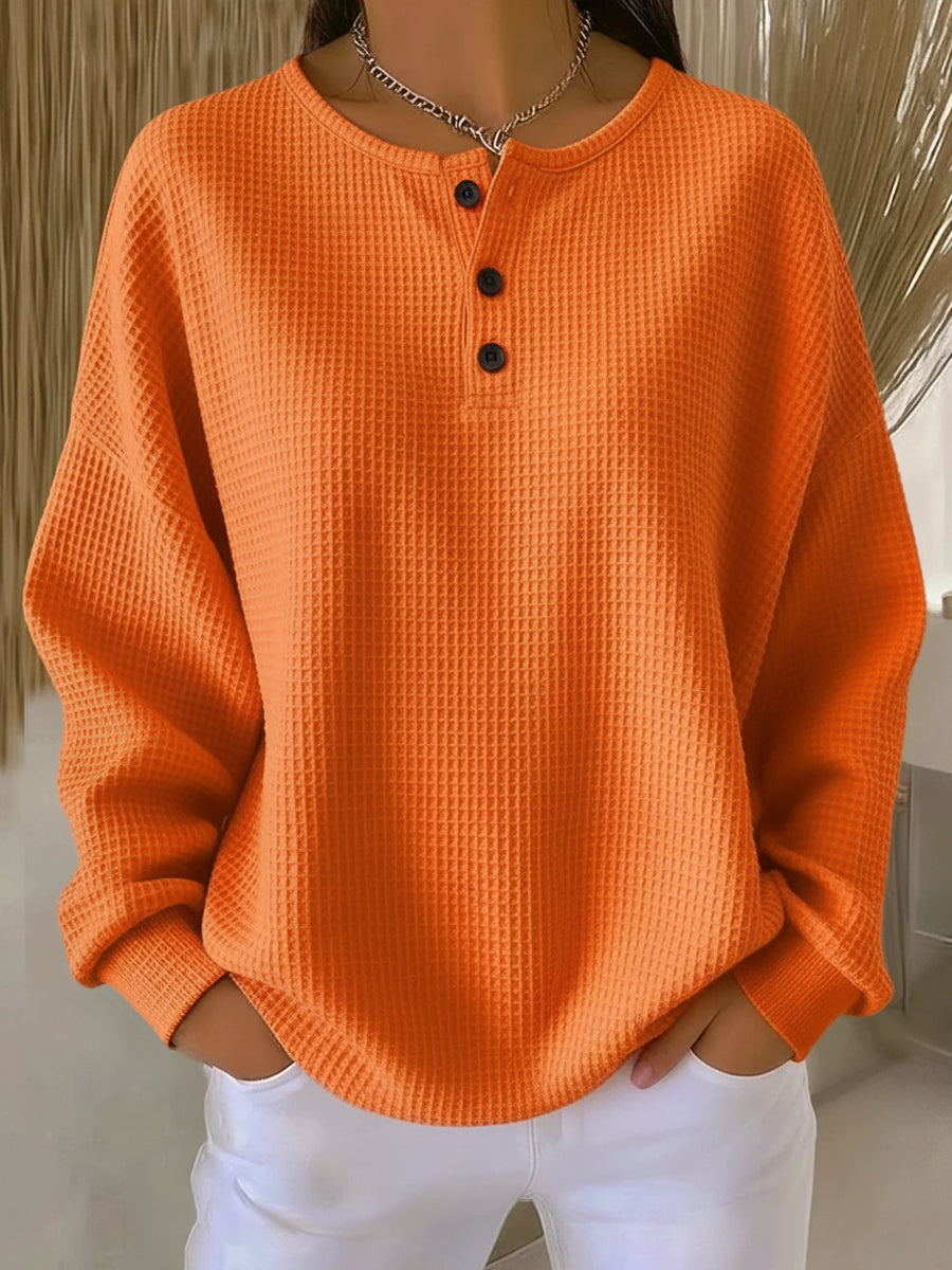 Manon | Pull Henley à Texture Gauffrée