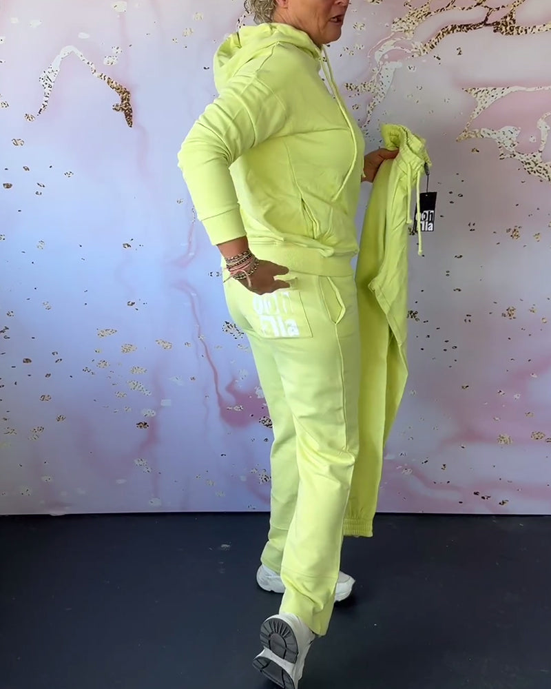 Ensemble deux pièces sweat à capuche et pantalon uni