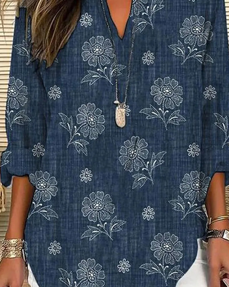 Blouse décontractée à imprimé floral