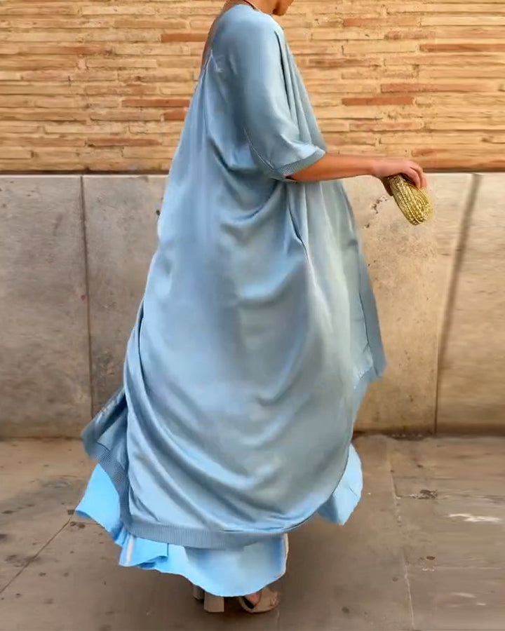 Imprimé Décolleté Ronde Robe Longue Casual Haut Deux Pièces