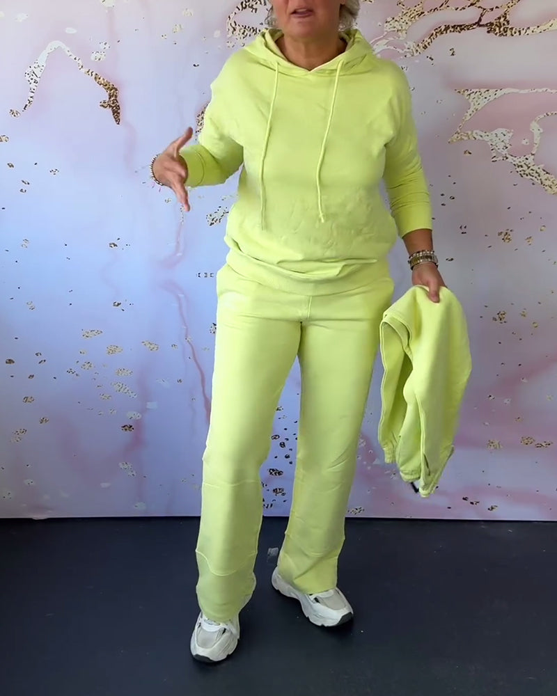 Ensemble deux pièces sweat à capuche et pantalon uni