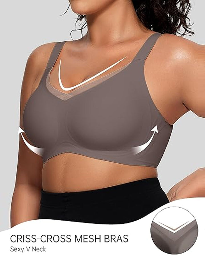 Soutien-Gorge Sans Armature Pour Femme En V Mesh – Bralette Confortable Et Offrant Un Bon Maintien