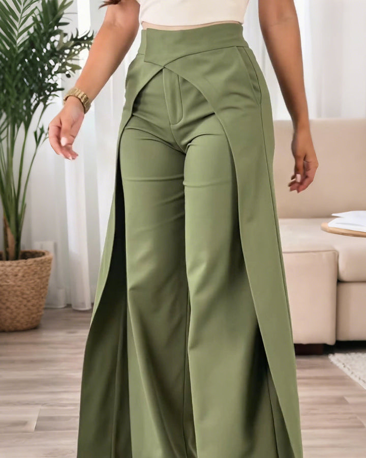 Pantalon Design Croisé Décontracté Jambe Large