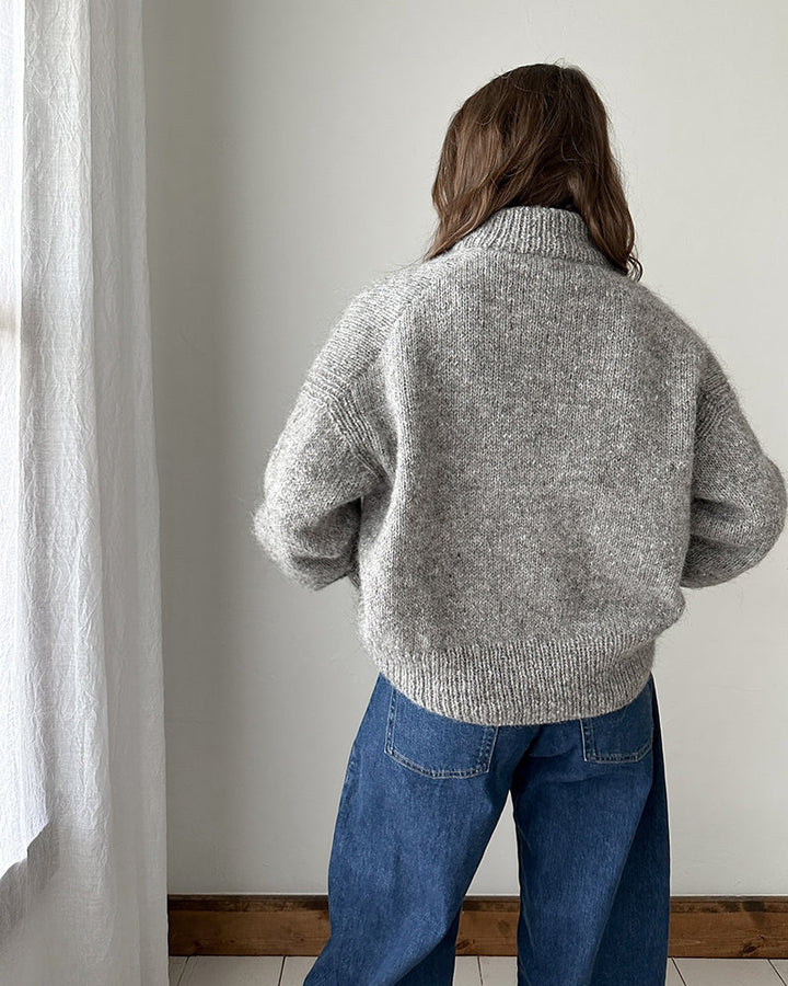 Cardigan uni à col montant et boutons en corne