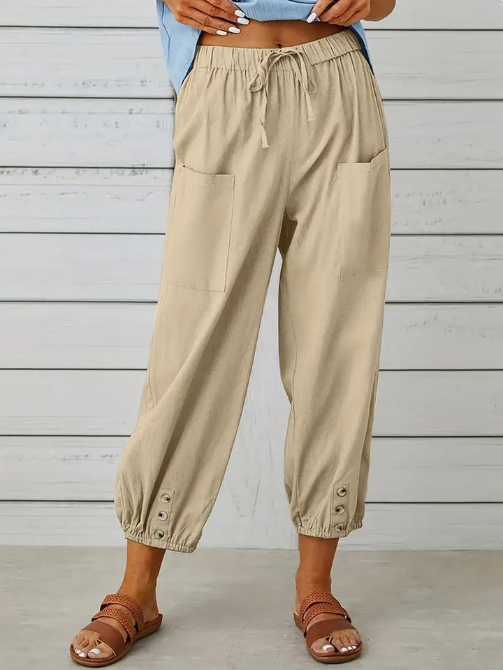 Luciane | Pantalon à cordon et boutons pour femme
