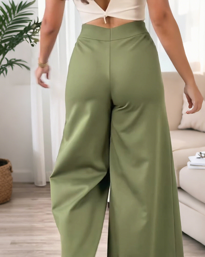 Pantalon Design Croisé Décontracté Jambe Large