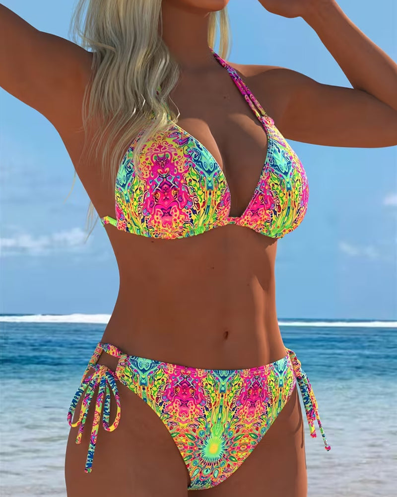 Bikini Coloré Licou Impression