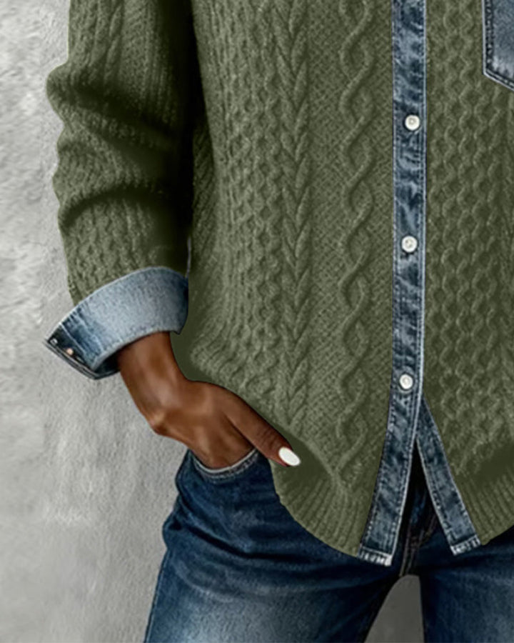 Chemise Manches Longues À Patchwork Jean