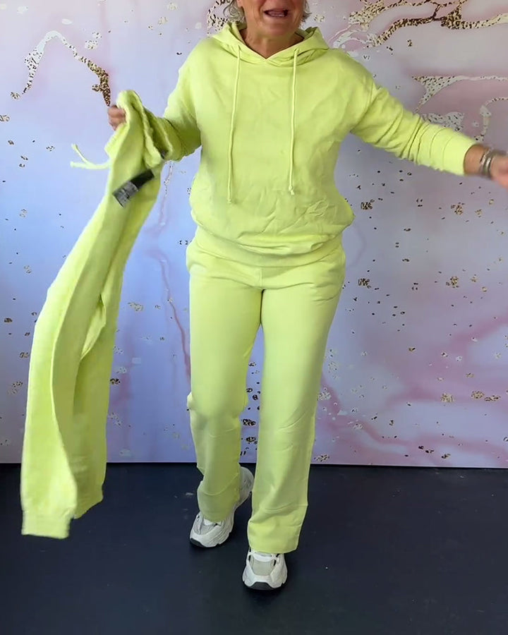 Ensemble deux pièces sweat à capuche et pantalon uni