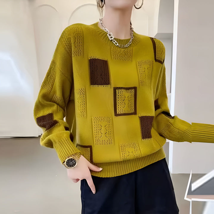 Alix | Pull à Motif Géométrique Patchwork