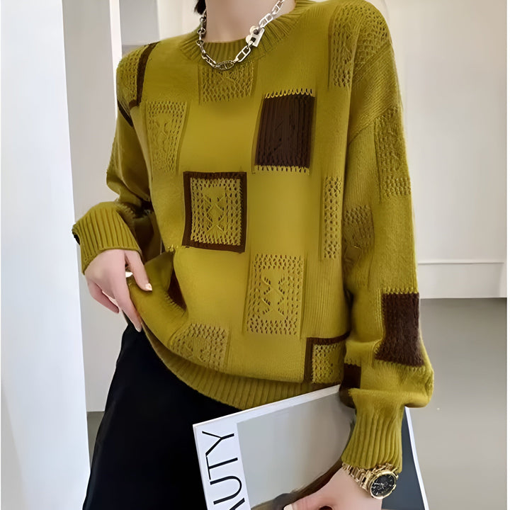 Alix | Pull à Motif Géométrique Patchwork