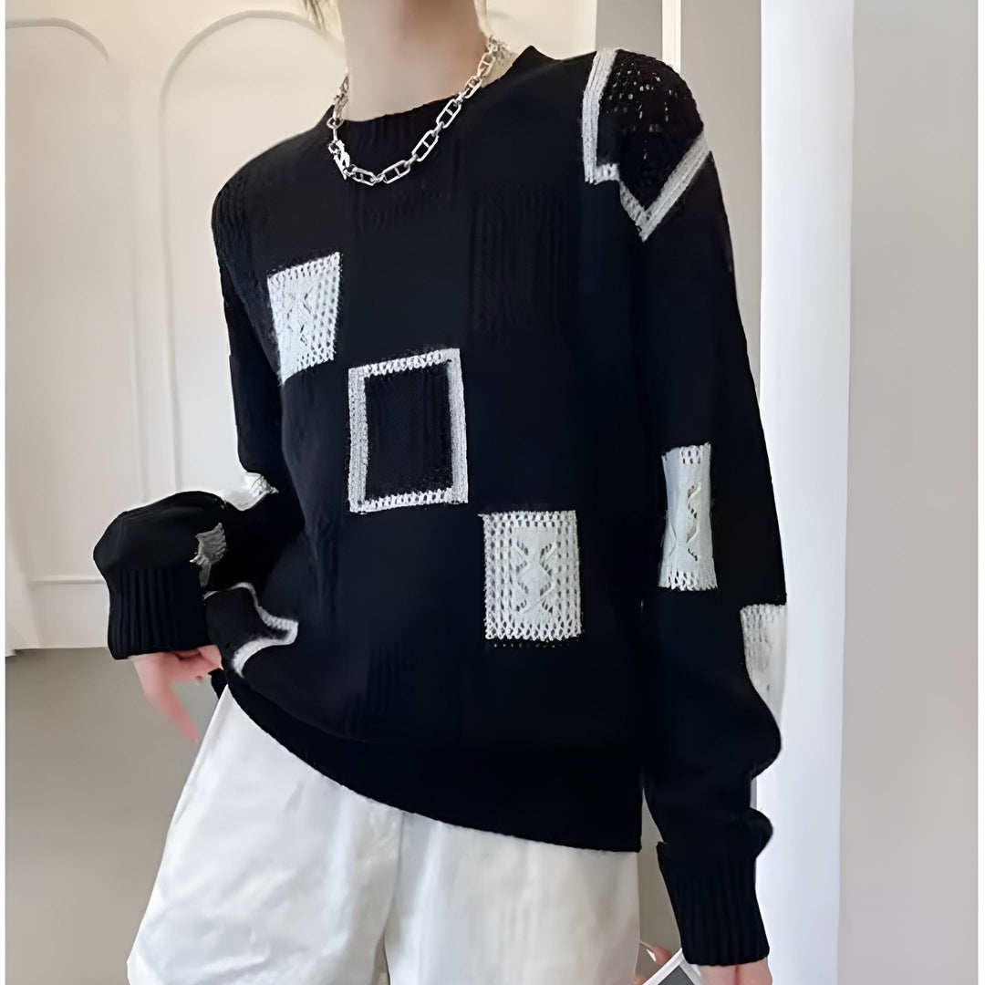 Alix | Pull à Motif Géométrique Patchwork