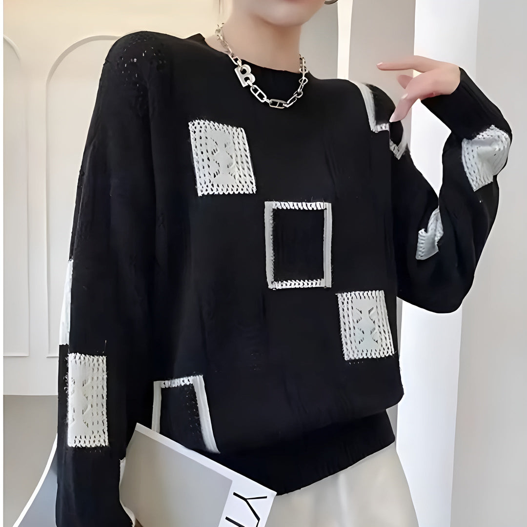 Alix | Pull à Motif Géométrique Patchwork