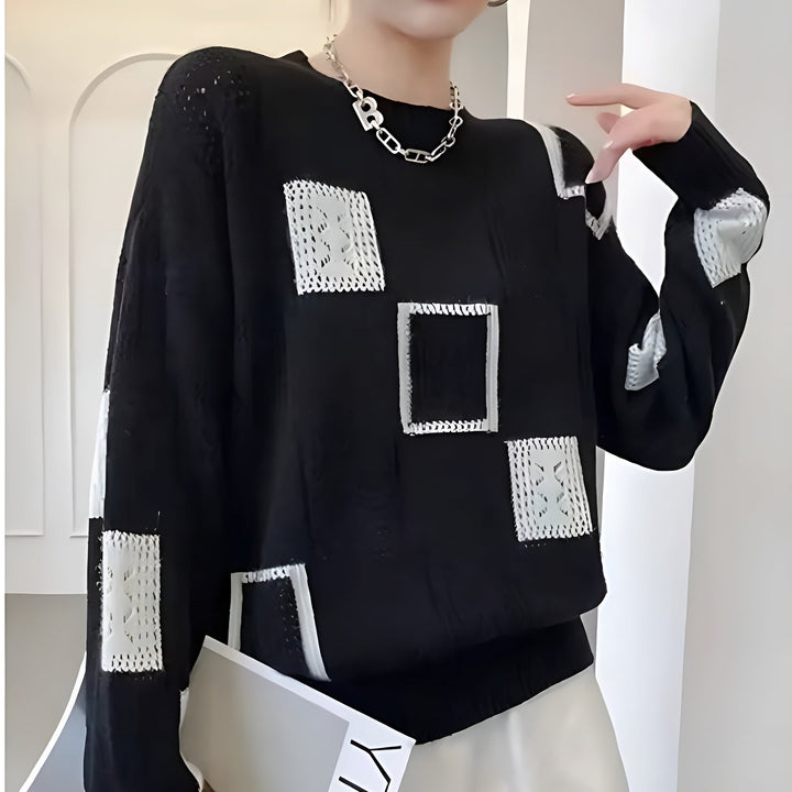 Alix | Pull à Motif Géométrique Patchwork