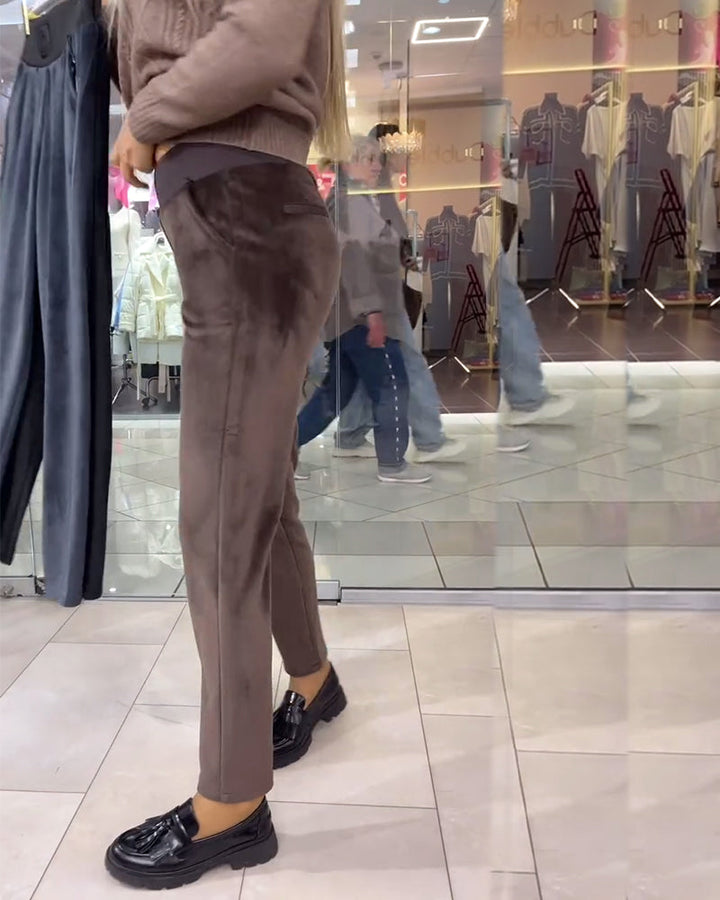 Pantalon simple de couleur unie, chaud et confortable