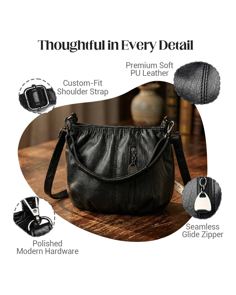 Sac À Main Décontracté Plissé Seau Cuir Souple