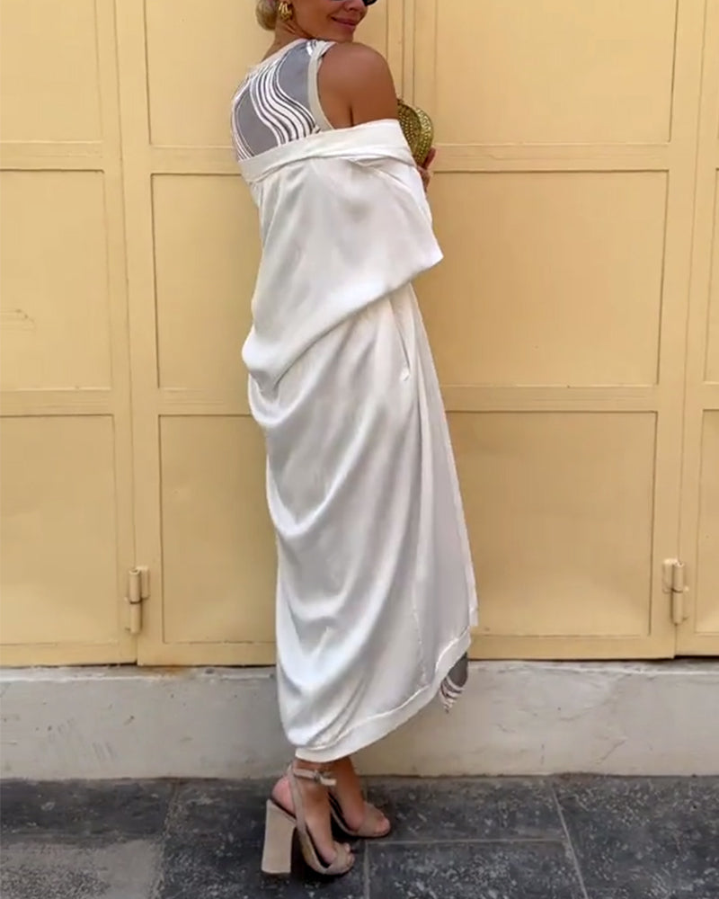 Définir Manteau Gilet Mode Imprimé Robe Deux Pièces