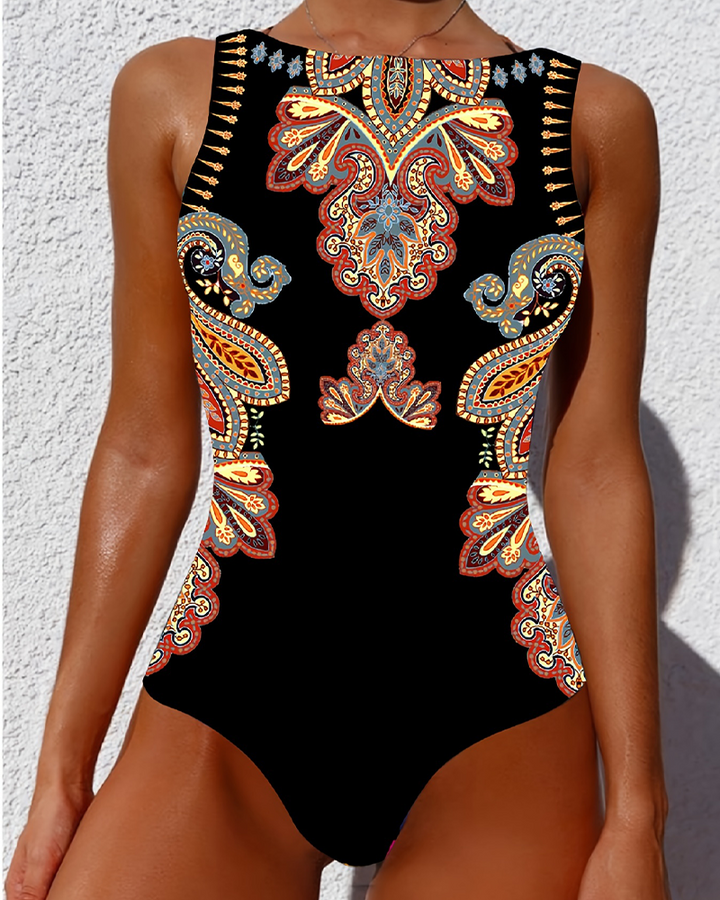 Maillot de Bain Paisley Sans Manches Monopièce