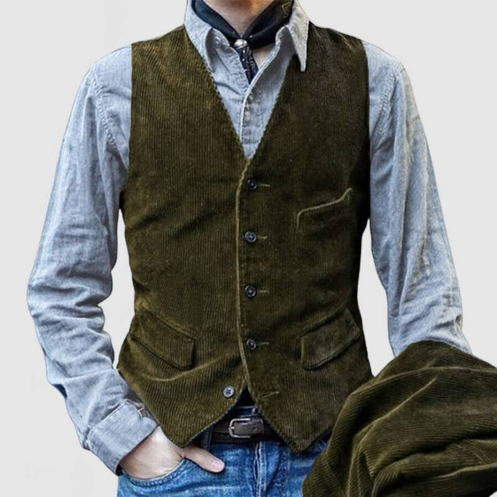Blazer en velours côtelé vintage avec gilet pour homme