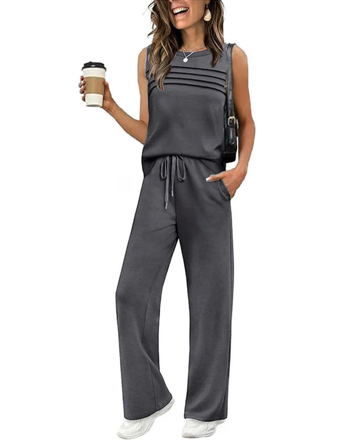 Ensemble Deux Pièces Top Gilet Plissé
