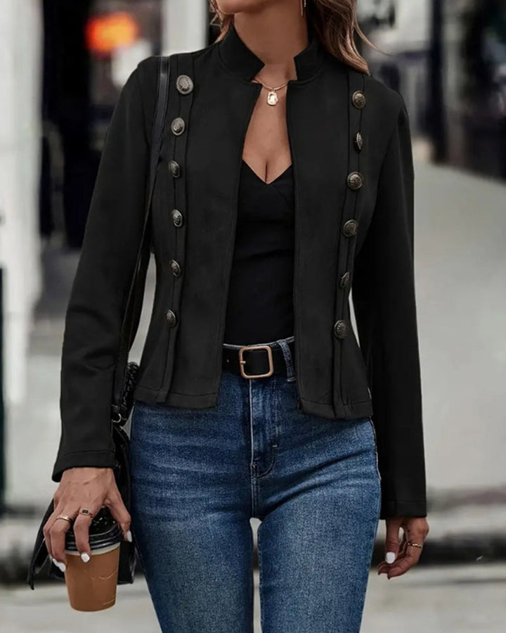 Veste élégante à double boutonnage de couleur unie