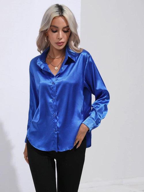 Chemise en Satin Classe Unie