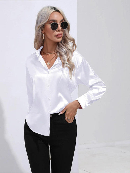 Chemise en Satin Classe Unie