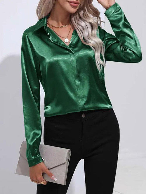 Chemise en Satin Classe Unie