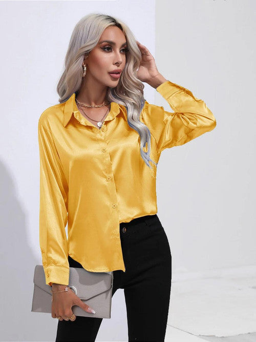Chemise en Satin Classe Unie