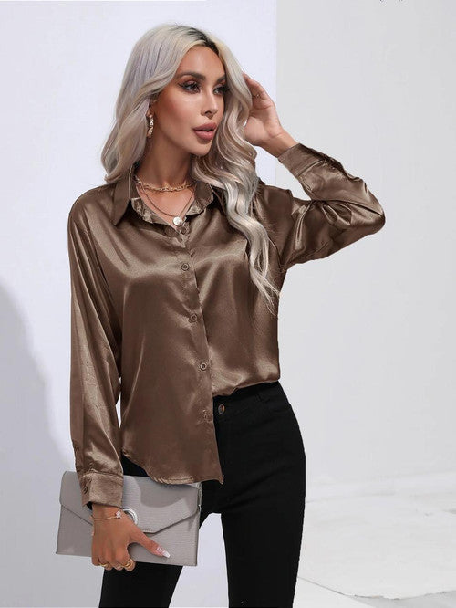 Chemise en Satin Classe Unie