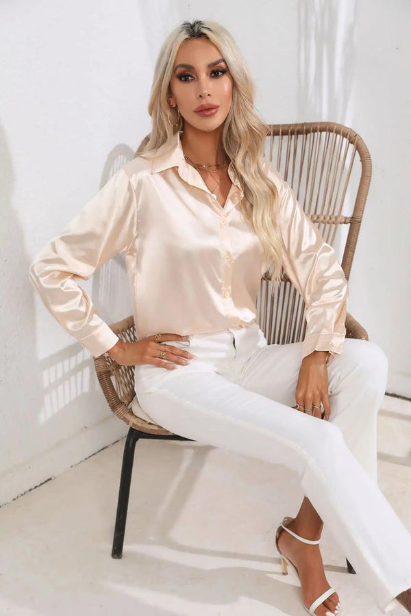 Chemise en Satin Classe Unie