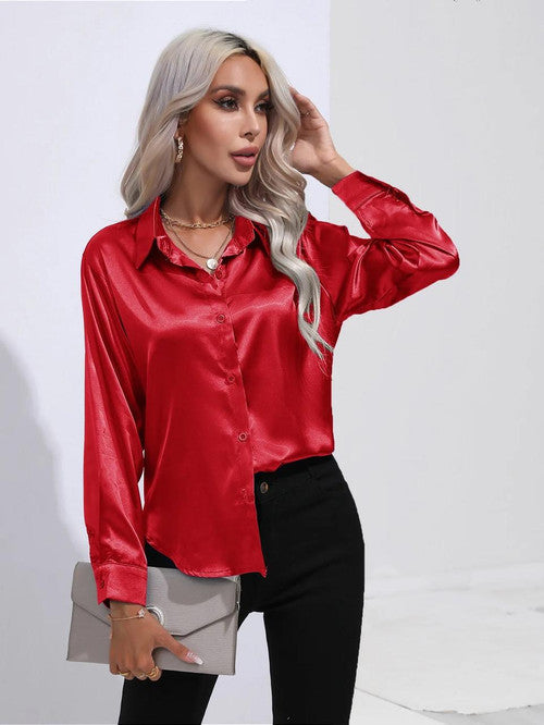 Chemise en Satin Classe Unie