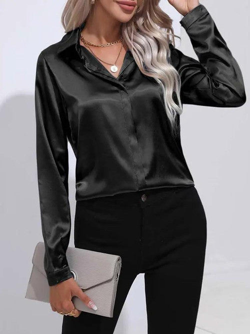 Chemise en Satin Classe Unie