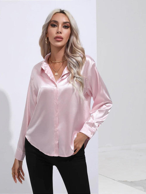 Chemise en Satin Classe Unie