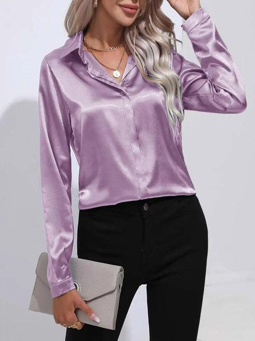 Chemise en Satin Classe Unie