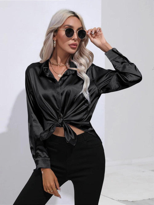 Chemise en Satin Classe Unie