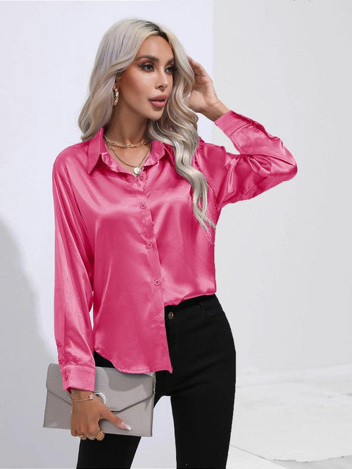 Chemise en Satin Classe Unie