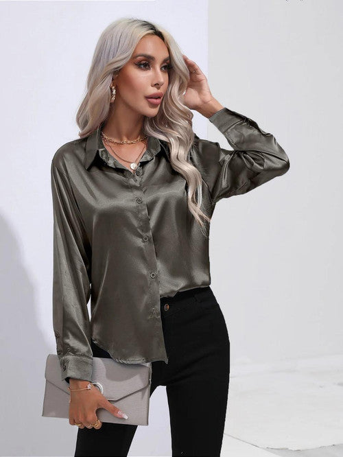 Chemise en Satin Classe Unie
