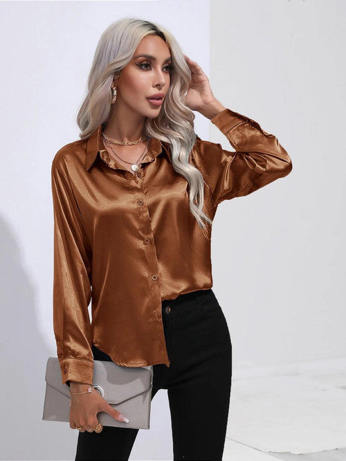 Chemise en Satin Classe Unie