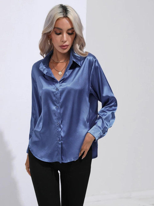 Chemise en Satin Classe Unie
