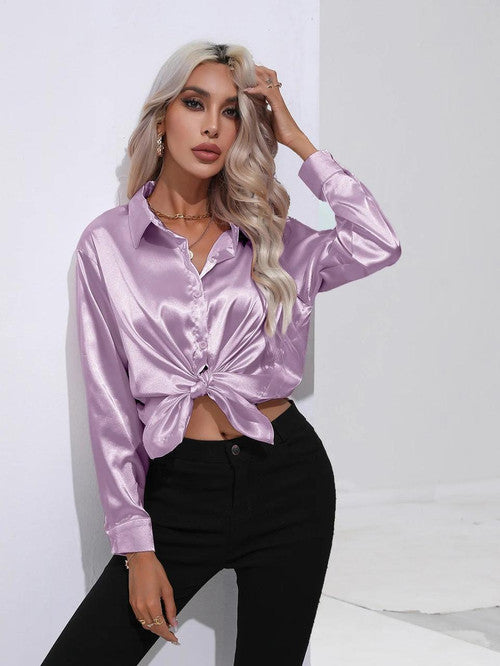 Chemise en Satin Classe Unie