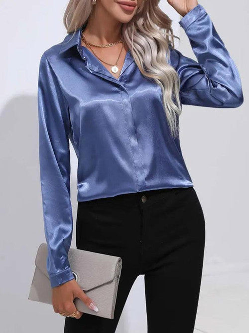 Chemise en Satin Classe Unie